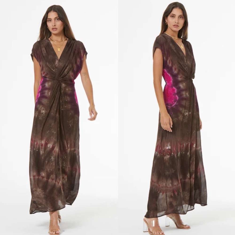 Young, Fabulous & Broke Helena Solar Flare Brown Tie Dye Maxi Dress - Picture 7 of 13
